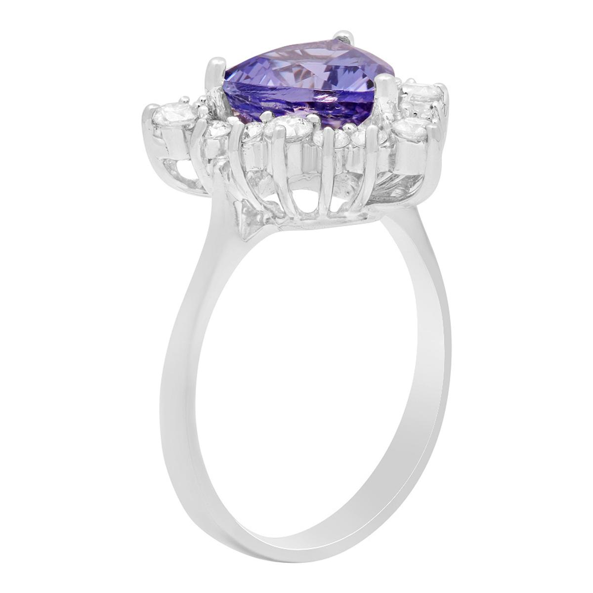 14k White Gold 2.70ct Tanzanite 0.67ct Diamond Ring