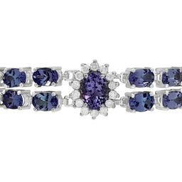 14k White Gold 17.96ct Tanzanite 1.31ct Diamond Bracelet