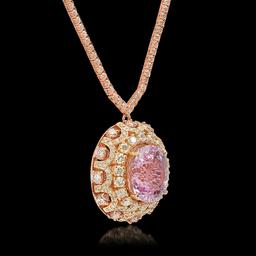 14K Rose Gold 16.85ct Kunzite and 11.20ct Diamond Necklace