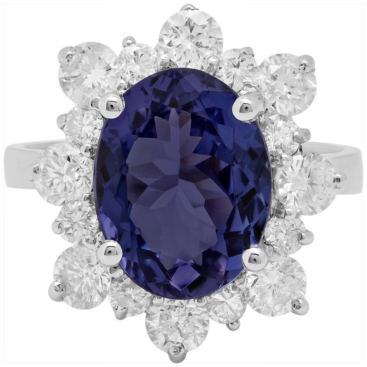 14k White Gold 4.68ct Tanzanite 1.51ct Diamond Ring