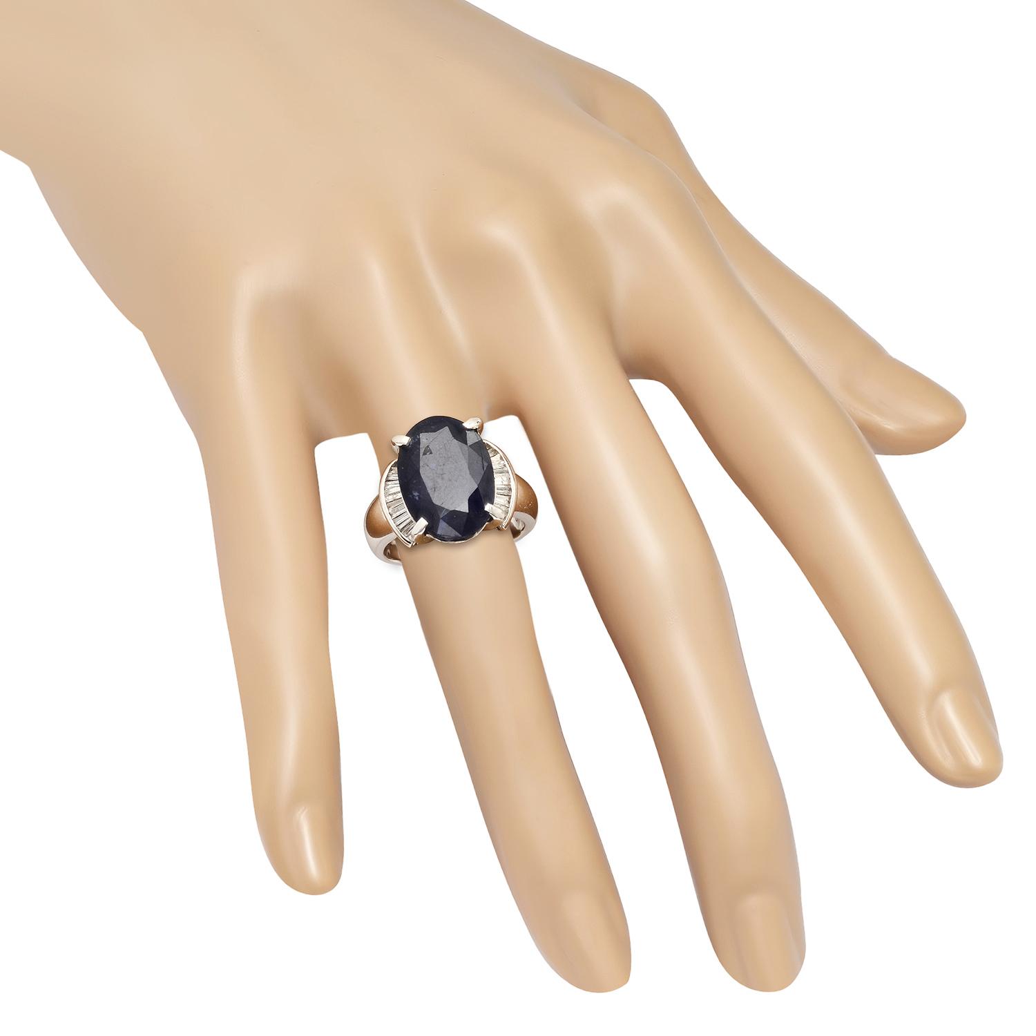 Platinum Setting with 14.3ct Sapphire and 0.56ct Diamond Ladies Ring