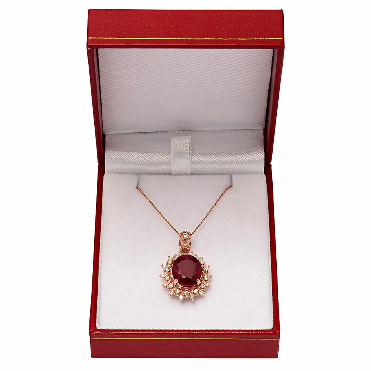 14k Rose Gold 7.15ct Ruby 0.91ct Diamond Pendant