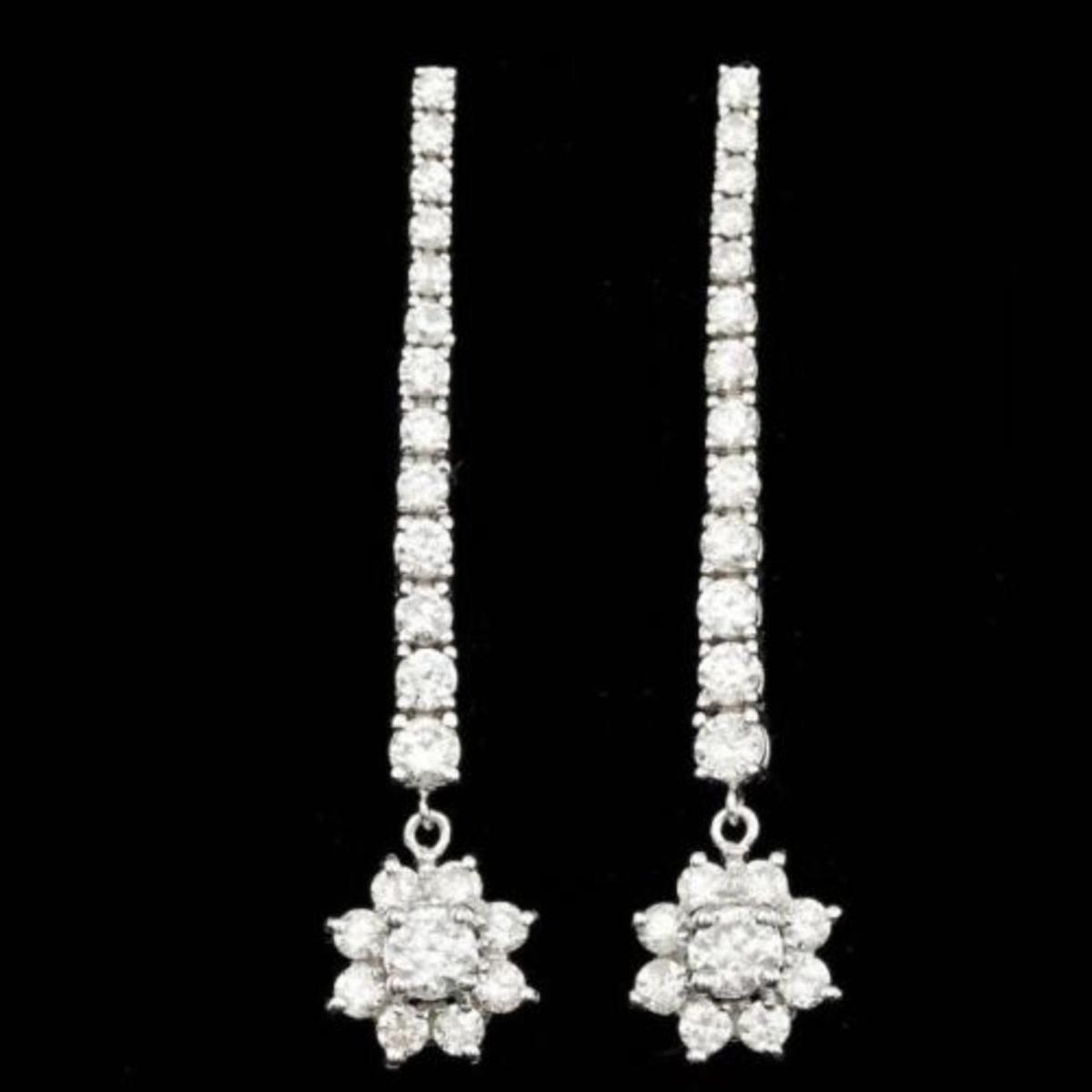 14k White Gold 3.90ct Diamond Earrings