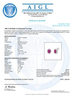 18K White Gold Setting with 2.04ct Ruby and 0.50ct Diamond Earrings