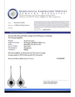 14k White Gold 13.41ct Sapphire 4.10ct Diamond Earrings