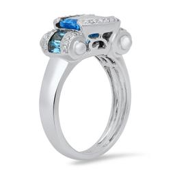 18K White Gold Setting with 2.55ct Blue Topaz and 0.13ct Diamond Ladies Ring