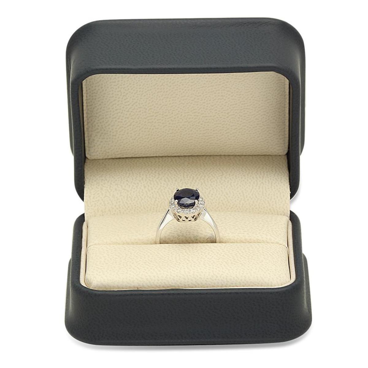 14K White Gold 3.80ct Sapphire and 0.57ct Diamond Ring