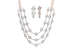 14K Rose Gold 15.59tcw Diamond Necklace and Earring Set