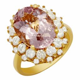 14k Yellow Gold 5.94ct Kunzite 1.72ct Diamond Ring