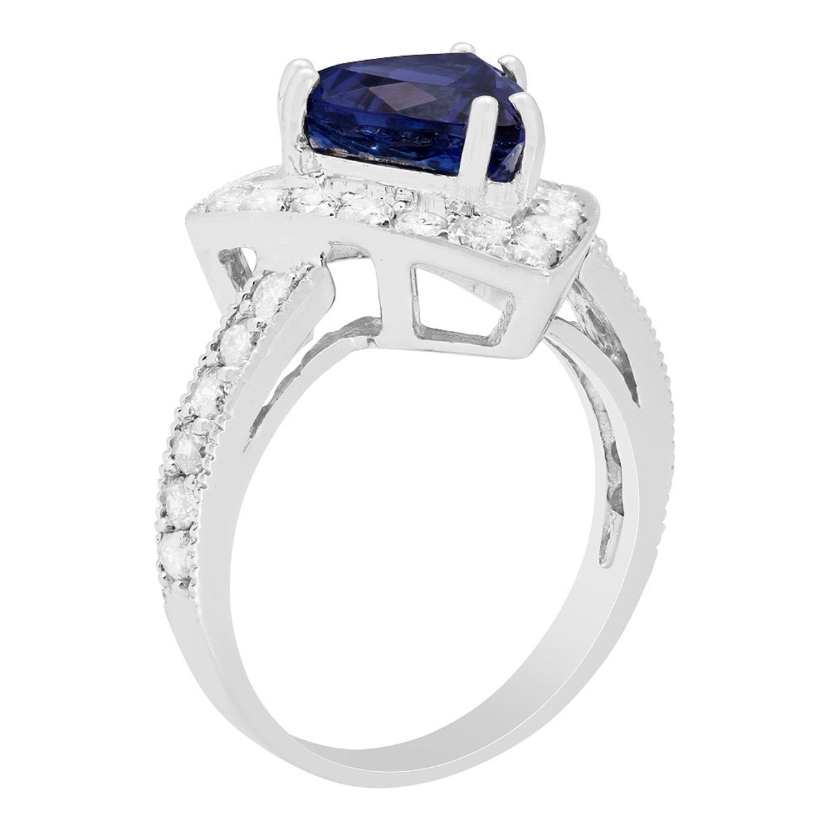 14k White Gold 2.75ct Tanzanite 1.01ct Diamond Ring