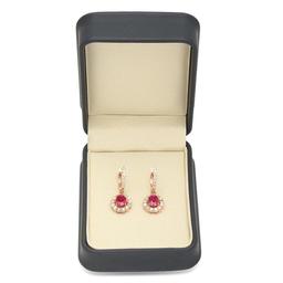 14K Gold 3.13ct Ruby 2.19cts Diamond Earrings