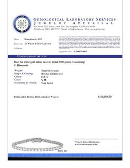 18k White Gold 6.65ct Diamond Bracelet