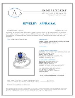 Platinum Setting with 0.34ct Sapphire and 0.50ct Diamond Ring