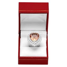 14K Gold 12.42ct Morganite 2.69ct Diamond Ring