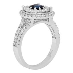 14k White Gold 0.85ct Sapphire 1.12ct Diamond Ring
