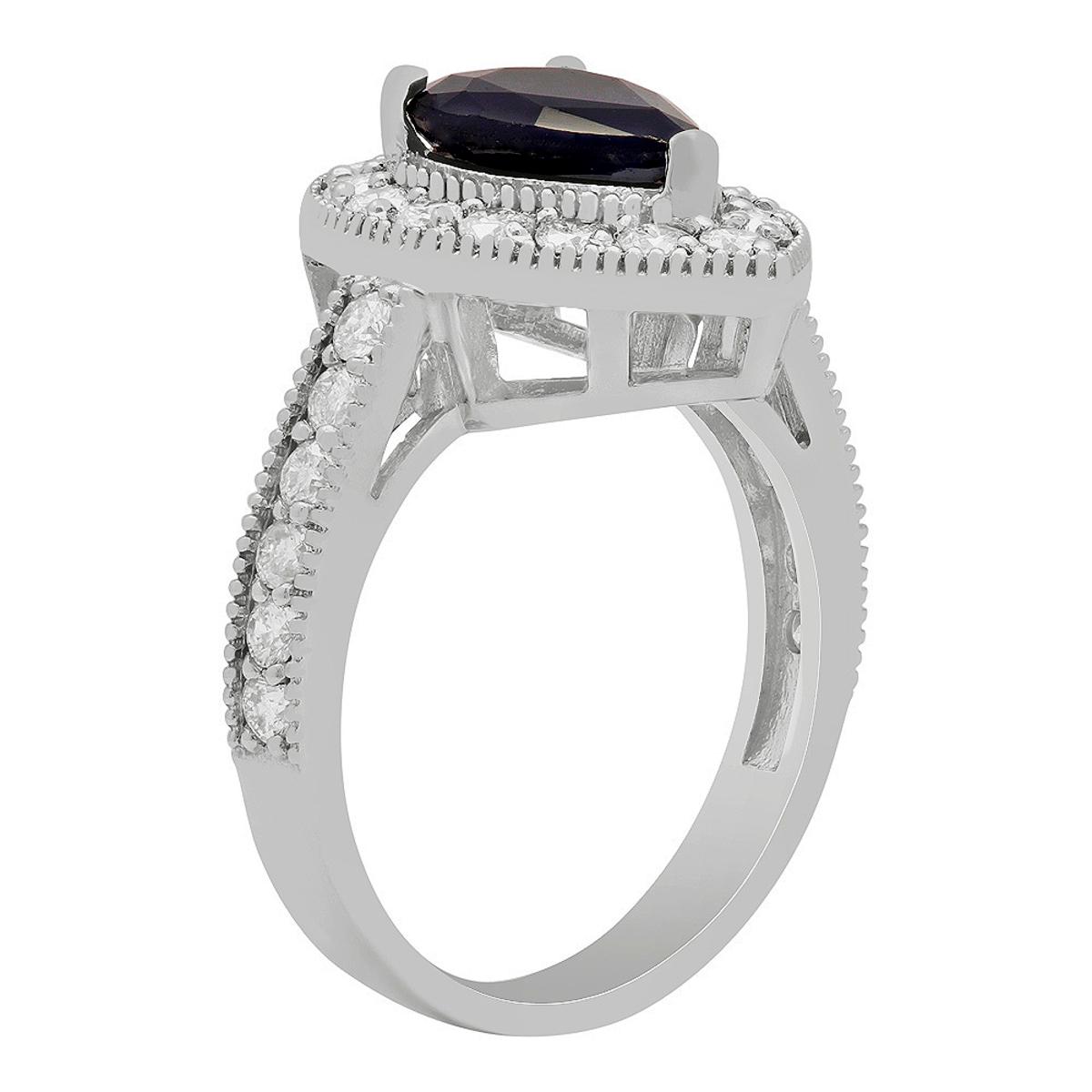 14k White Gold 2.09ct Sapphire 1.07ct Diamond Ring