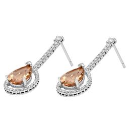 14K White Gold 6.13ct Morganite 0.91ct Diamond Earrings