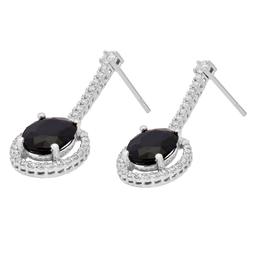 14k White Gold 5.85ct Sapphire 0.89ct Diamond Earrings