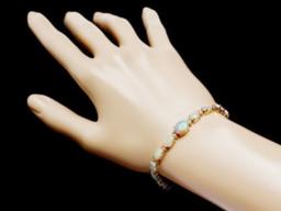 14K Gold 7.30ct Opal 0.56ct Diamond Bracelet