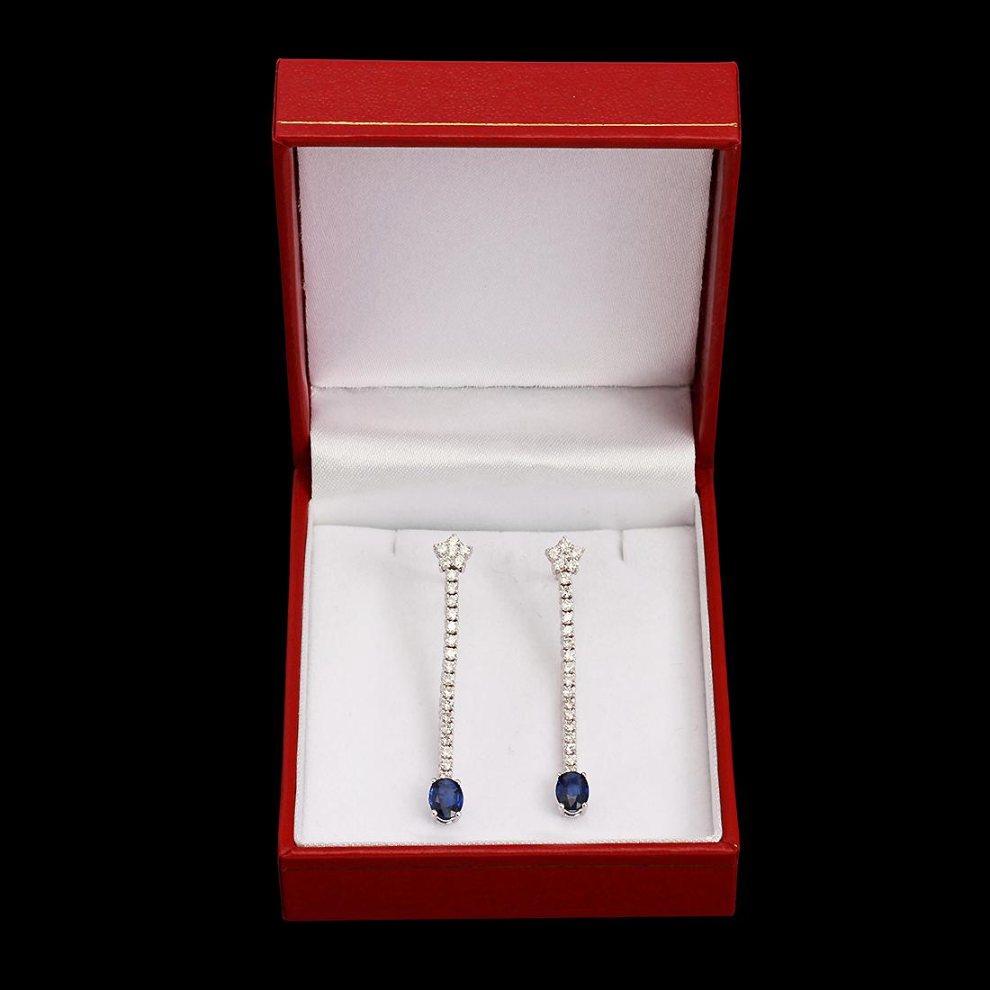 14K Gold 1.30ct Sapphire 1.15ct Diamond Earrings