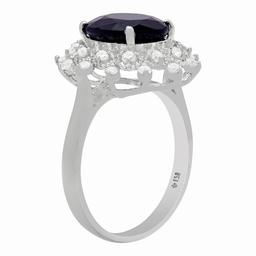 14k White Gold 4.37ct Sapphire 0.51ct Diamond Ring