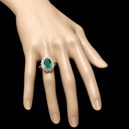 14K White Gold 3.17ct Emerald and 1.86ct Diamond Ring