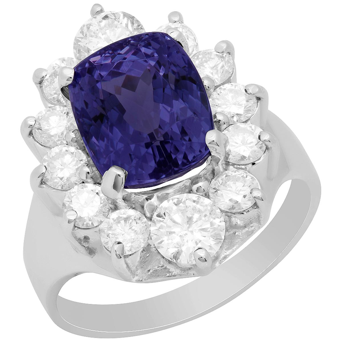 14k White Gold 4.52ct Tanzanite 1.71ct Diamond Ring