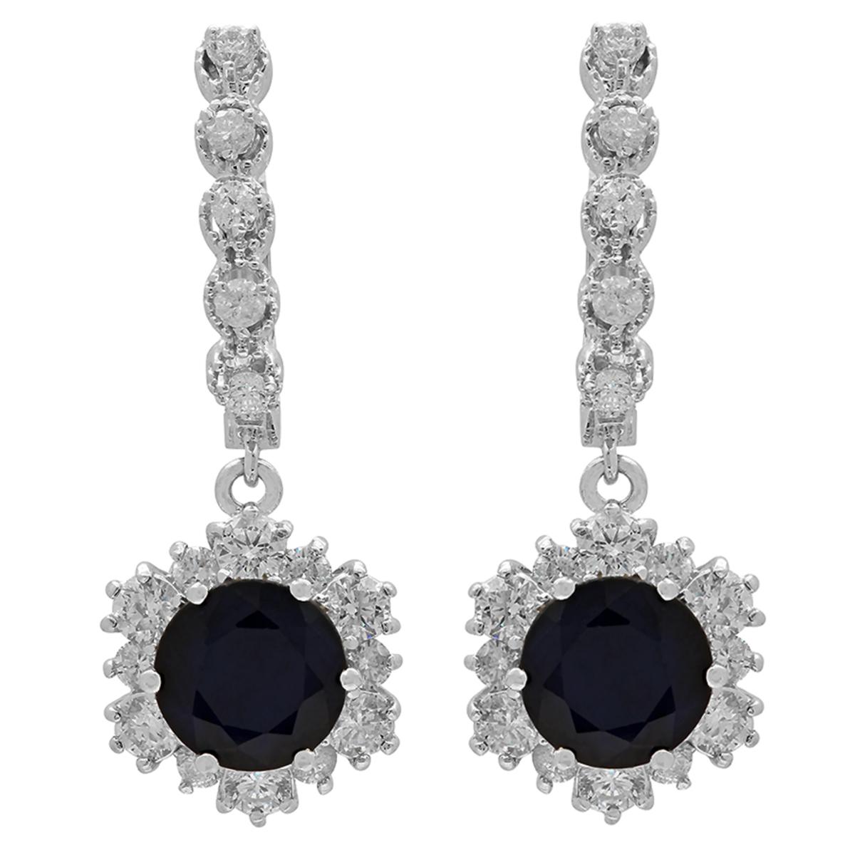 14k White Gold 4.96ct Sapphire 1.92ct Diamond Earrings