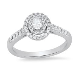 14K White Gold Setting with 0.25ct Center Diamond and 0.63tcw Diamond Ladies Ring