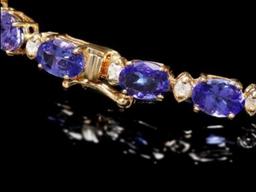 14K Gold 17.13ct Tanzanite 0.81ct Diamond Bracelet