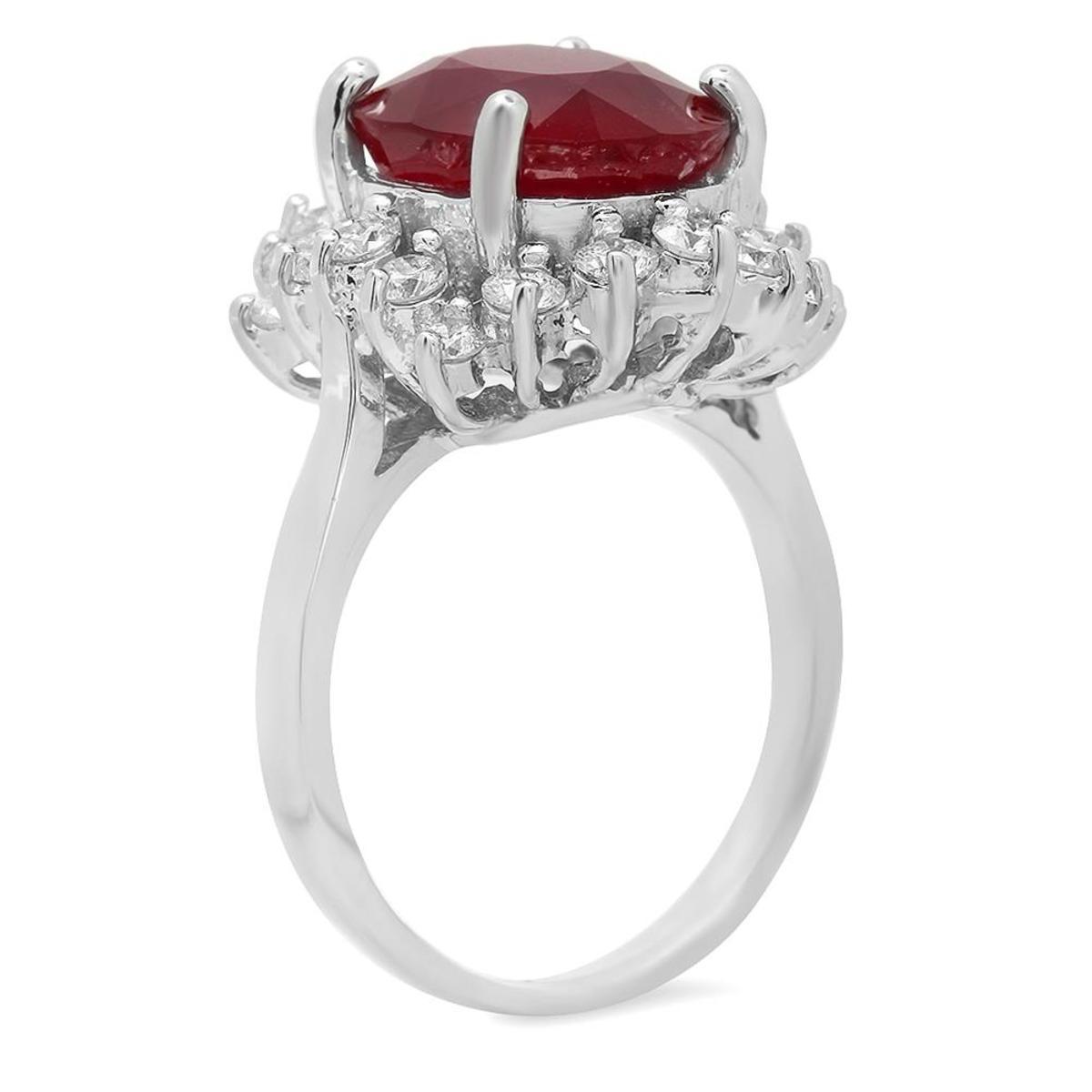 14K White Gold 7.07ct Ruby and 1.15ct Diamond Ring