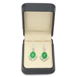 14K Gold 17.99ct Jadeite 1.97cts Diamond Earrings