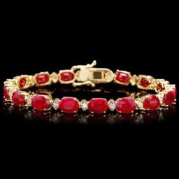 14K Gold 25.08ct Ruby 1.01ct Diamond Bracelet