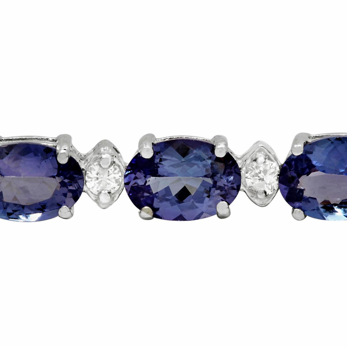 14k White Gold 14.71ct Tanzanite 0.81ct Diamond Bracelet