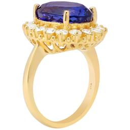 14k Yellow Gold 9.65ct Tanzanite 1.50ct Diamond Ring