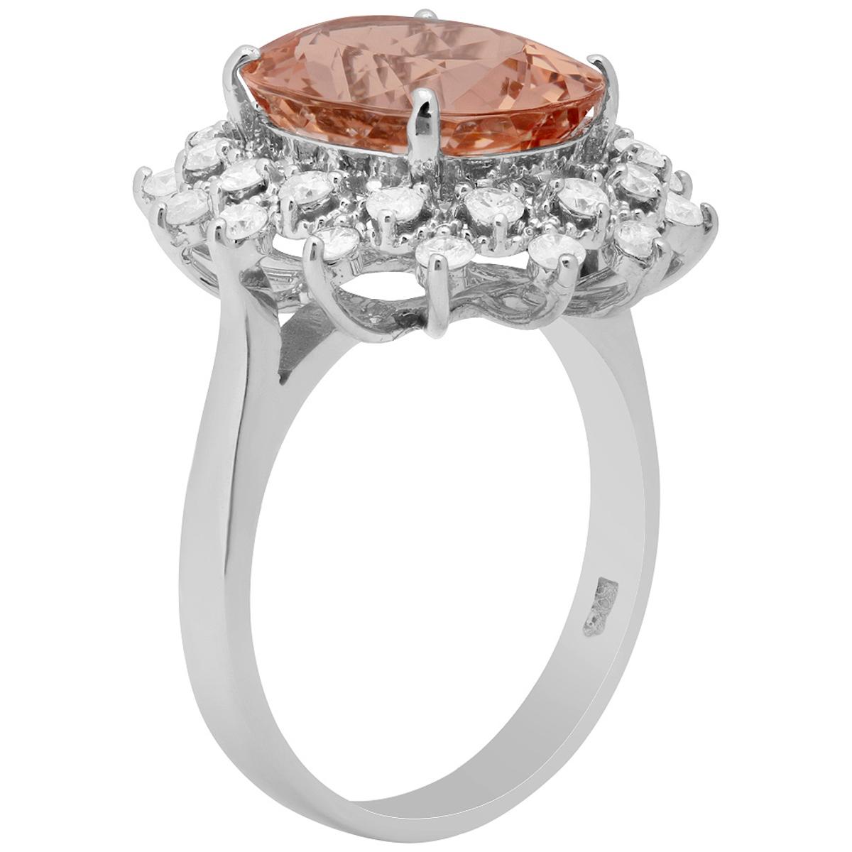 14k White Gold 4.71ct Morganite 0.73ct Diamond Ring