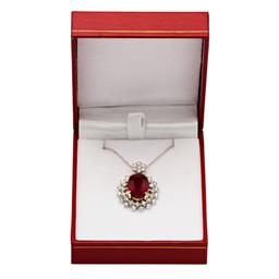 14k White Gold 7.97ct Ruby 1.79ct Diamond Pendant