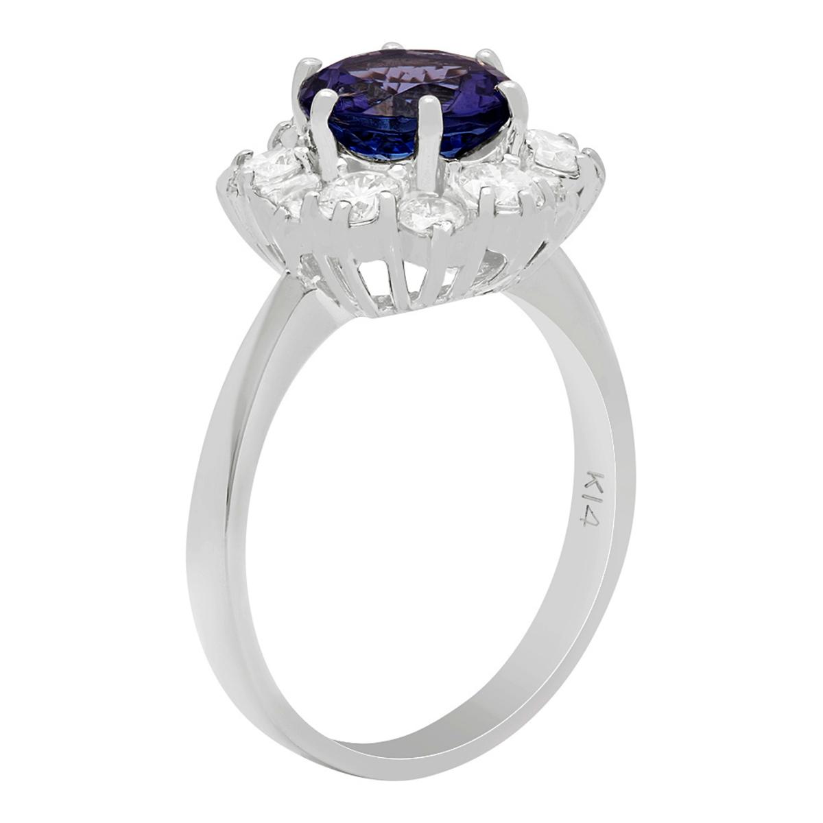 14k White Gold 2.10ct Tanzanite 0.96ct Diamond Ring