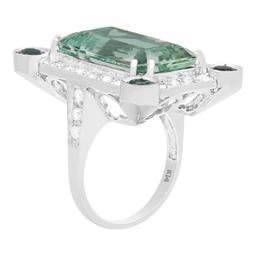 14k White Gold 16.47ct & 0.95ct Aquamarine 1.26ct Diamond Ring