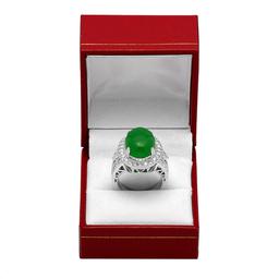 14k White Gold 8.68ct Jade 1.96ct Diamond Ring