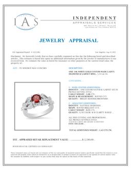 14K White Gold Setting with 1.08ct Garnet and 0.35ct Diamond Ring