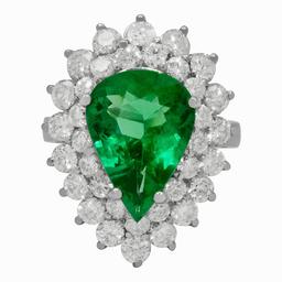 14k White Gold 4.92ct Emerald 2.66ct Diamond Ring