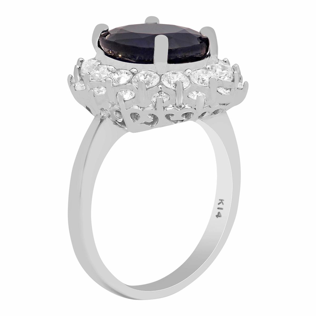 14k White Gold 6.61ct Sapphire 1.43ct Diamond Ring