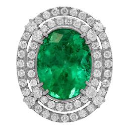 14k White Gold 9.01ct Emerald 2.40ct Diamond Ring