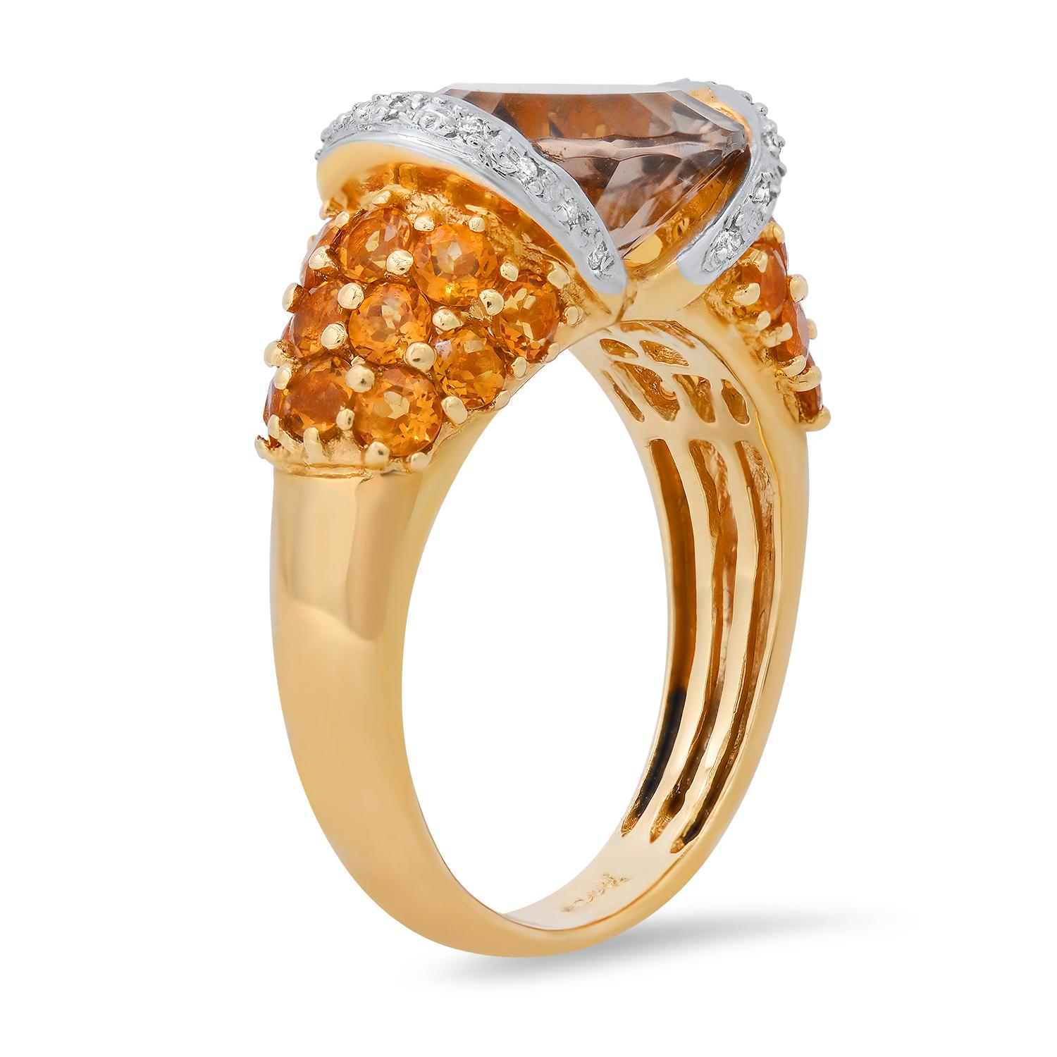 18K Yellow Gold Setting with 3.83ct Quartz, 0.53ct Citrine and 0.07ct Diamond Bellari" Designor Ring