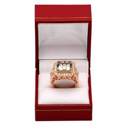 14k Rose Gold 9.48ct Aquamarine 2.10ct Diamond Ring