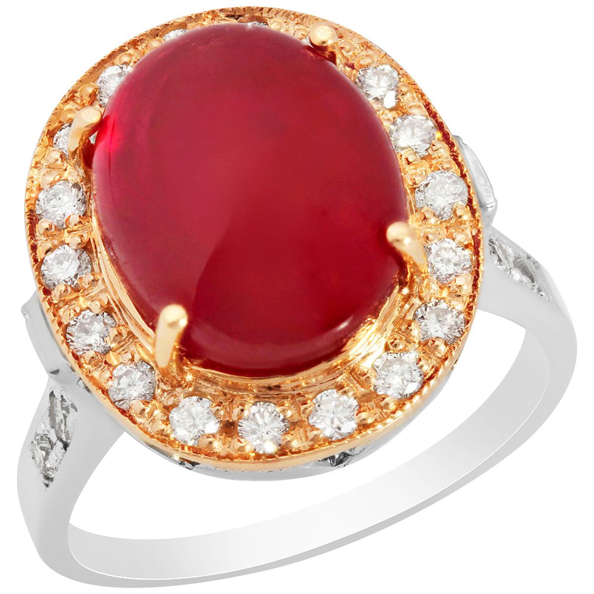 14k White & Rose Gold 8.62ct Ruby 0.62ct Diamond Ring