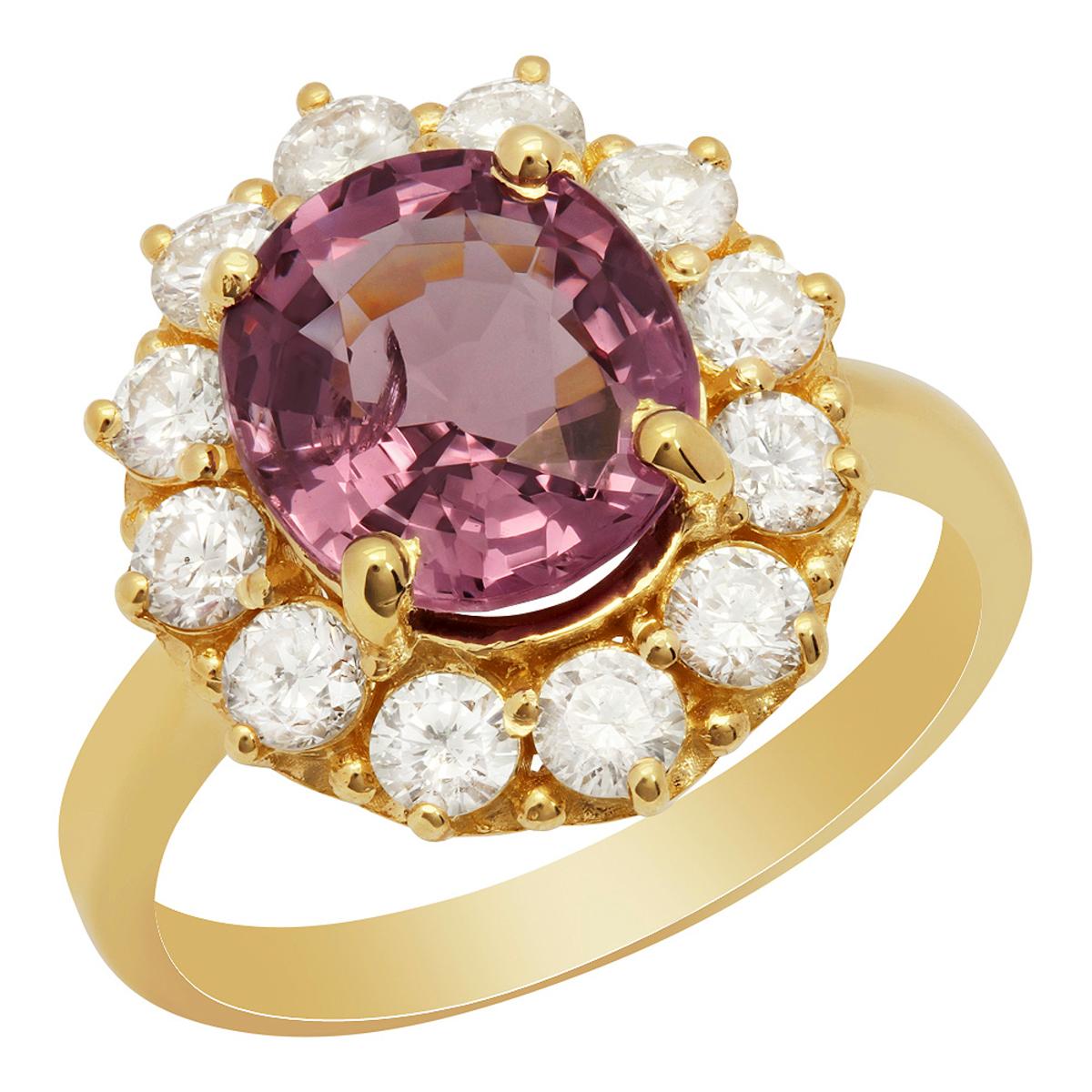 14k Yellow Gold 3.46ct Spinel 1.23ct Diamond Ring