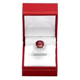 14k White Gold 6.10ct Ruby 0.72ct Diamond Ring