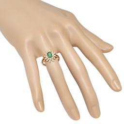 14K Yellow Gold Setting with 0.65ct Emerald and 0.30ct Diamond Ring